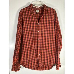 J. CREW Organic Cotton • Red Plaid Long Sleeve Button Down Shirt, Slim (M)